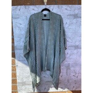 Saachi Sage Green Whimsigoth Poncho | Ethereal Mesh Pom-Pom Kimono Wrap